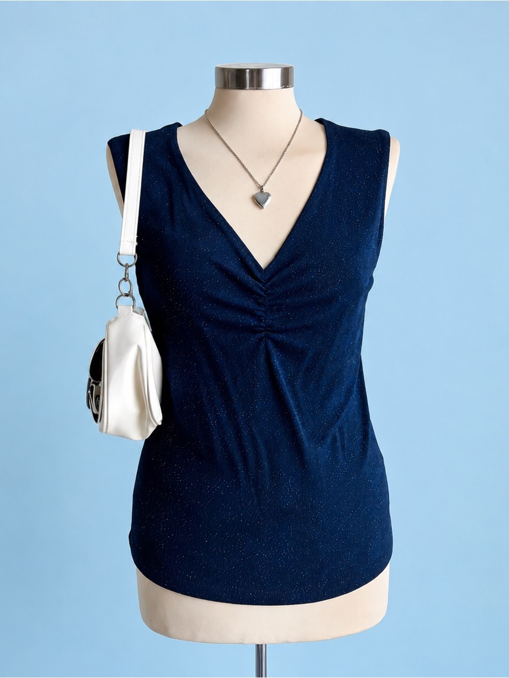 Bay Studio Navy Sparkle V-Neck Sleeveless Tank